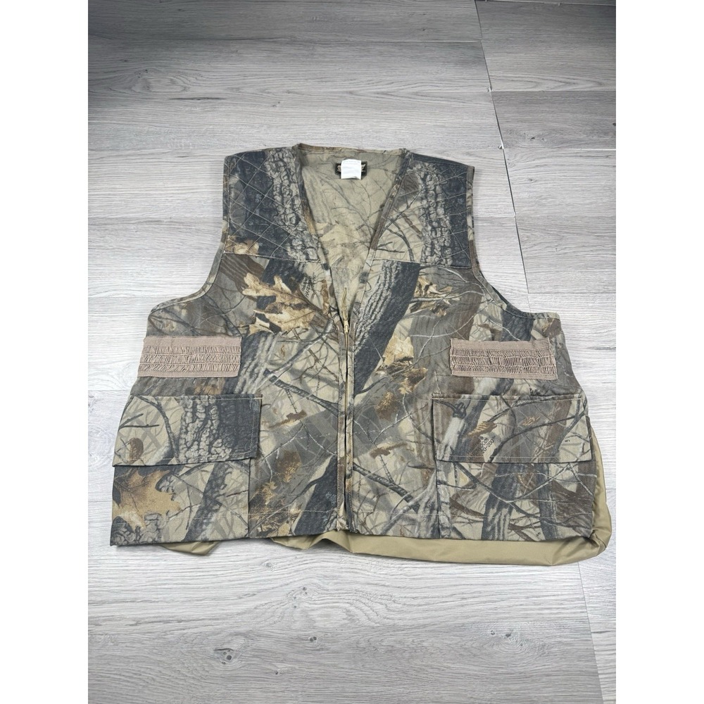 Vintage Saftbak Vest Men's XL Hardwood Full Zip Hunting Camouflage Realtree